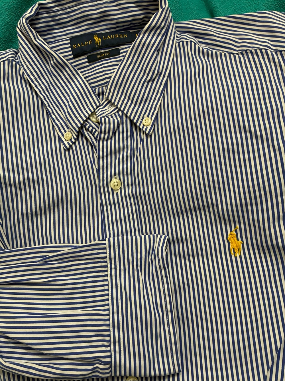 Ralph Lauren Blue & White Striped Slim Dress Shirt - Picture 3 of 3
